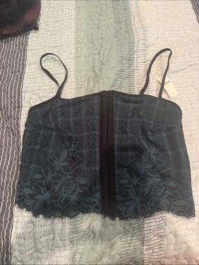 Lace Bustier Camisole with Front hooks Dark Teal